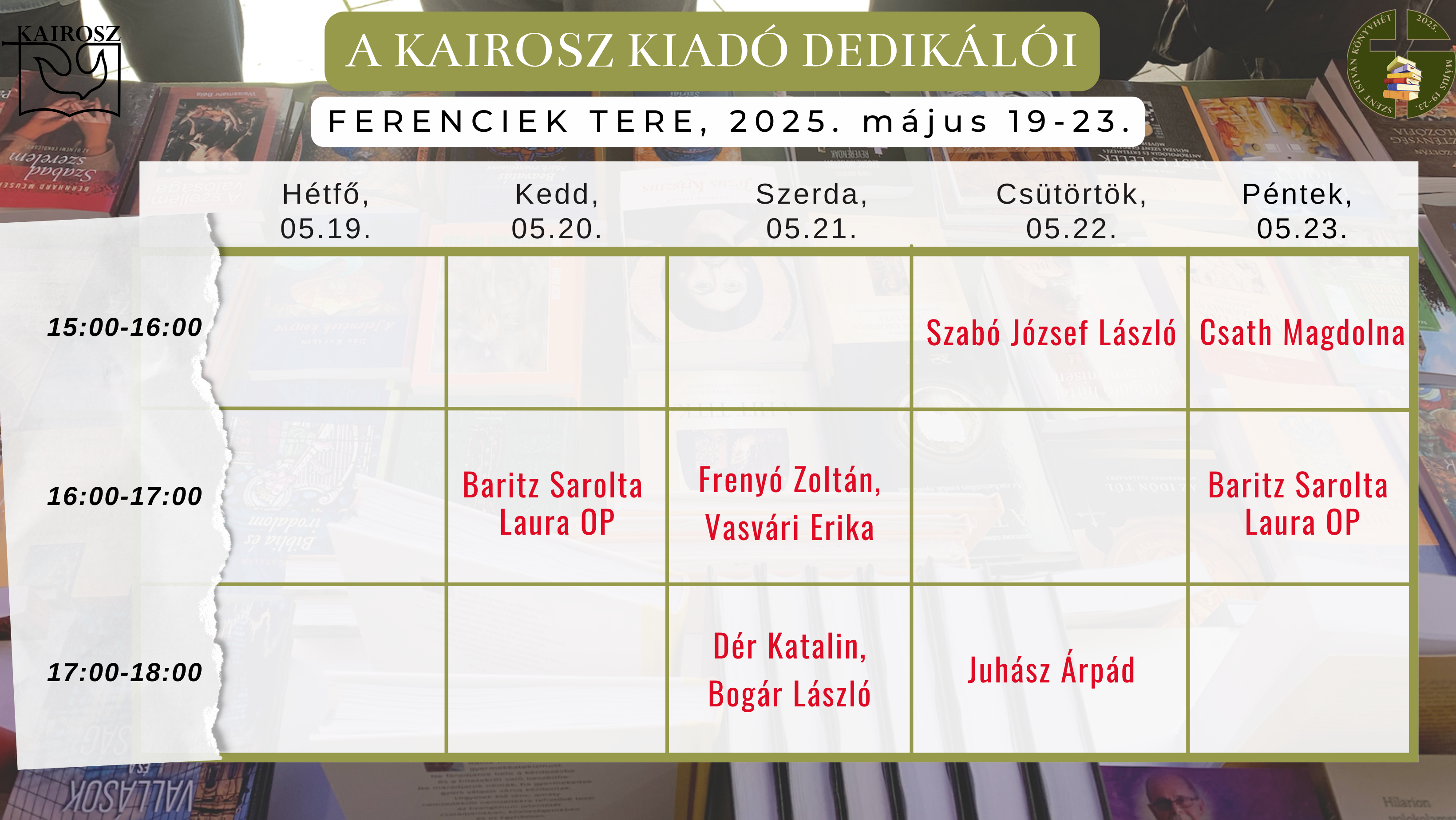 Bogár László, Dér Katalin, Baritz Sarolta Laura, Szabó József László, Csath Magdolna dedikálnak